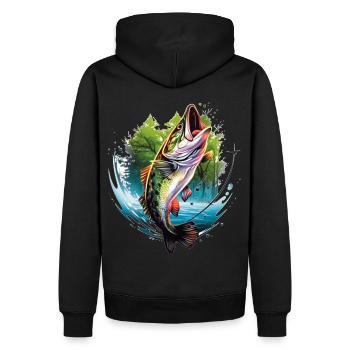 Barsch-Fisch - Männer Premium Bio Hoodie - Schwarz - Hinten - Nico (187cm)