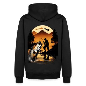 Barsch-Fisch - Männer Premium Bio Hoodie - Schwarz - Hinten - Nico (187cm)