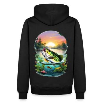Barsch-Fisch - Männer Premium Bio Hoodie - Schwarz - Hinten - Nico (187cm)