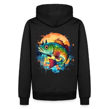 Barsch-Fisch - Männer Premium Bio Hoodie - Schwarz - Hinten - Nico (187cm)