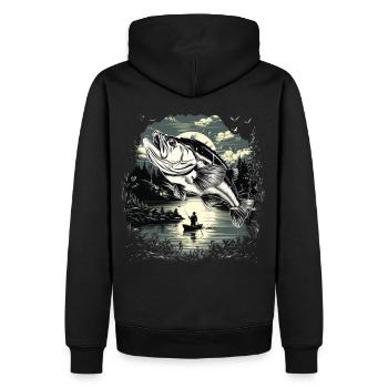 Barsch-Fisch - Männer Premium Bio Hoodie - Schwarz - Hinten - Nico (187cm)