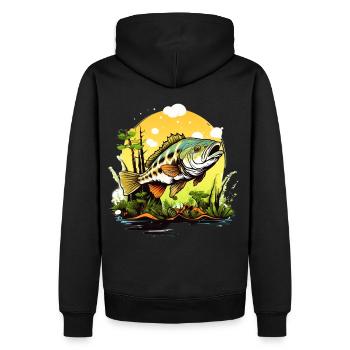 Barsch-Fisch - Männer Premium Bio Hoodie - Schwarz - Hinten - Nico (187cm)