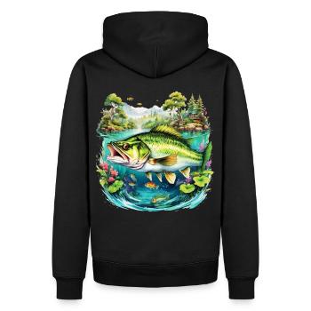 Barsch-Fisch - Männer Premium Bio Hoodie - Schwarz - Hinten - Nico (187cm)
