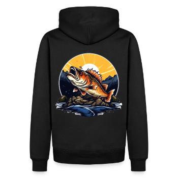 Barsch-Fisch - Männer Premium Bio Hoodie - Schwarz - Hinten - Nico (187cm)