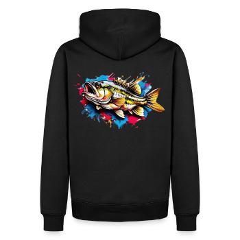 Barsch-Fisch - Männer Premium Bio Hoodie - Schwarz - Hinten - Nico (187cm)