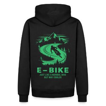 E-Bike Saying Ebiker Cyclist Mountains Nature - Men’s Premium Organic Hoodie - black - Back - Nico (187cm)