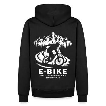 E-Bike Saying Ebiker Cyclist Mountains Nature - Men’s Premium Organic Hoodie - black - Back - Nico (187cm)