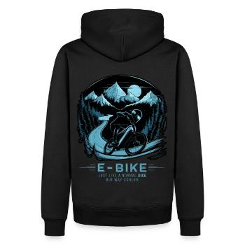E-Bike Saying Ebiker Cyclist Mountains Nature - Men’s Premium Organic Hoodie - black - Back - Nico (187cm)
