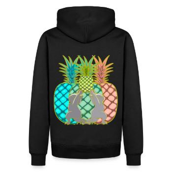 Ananas Katzen Obst Früchte Yogi Yoga Retro 80er - Männer Premium Bio Hoodie - Schwarz - Hinten - Nico (187cm)