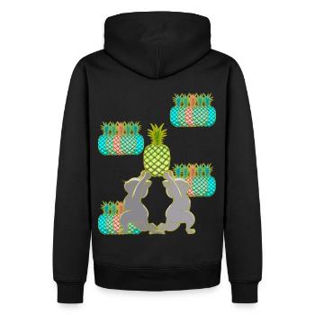 Ananas Katzen Obst Früchte Yogi Katze Yoga Retro - Männer Premium Bio Hoodie - Schwarz - Hinten - Nico (187cm)