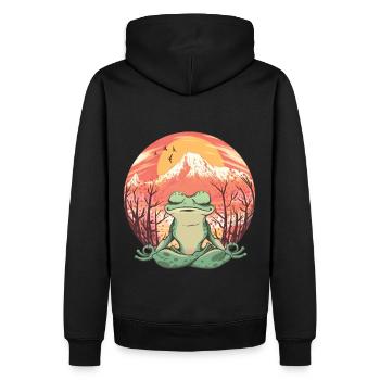 Retro Frosch Yogy Natrur Meditation Entspannung - Männer Premium Bio Hoodie - Schwarz - Hinten - Nico (187cm)