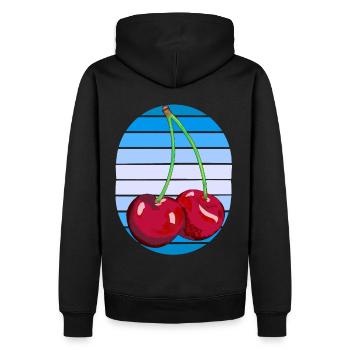 Rockabilly Retro Vintage Kirschen 80er Vintage - Männer Premium Bio Hoodie - Schwarz - Hinten - Nico (187cm)