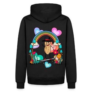 Erdnuss Erdnüsse Regenbogen Herzen Geburtstag - Männer Premium Bio Hoodie - Schwarz - Hinten - Nico (187cm)
