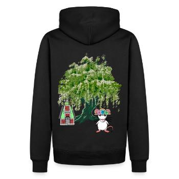 Wald Natur Maus Nager Haus Waldbewohner Baum - Männer Premium Bio Hoodie - Schwarz - Hinten - Nico (187cm)