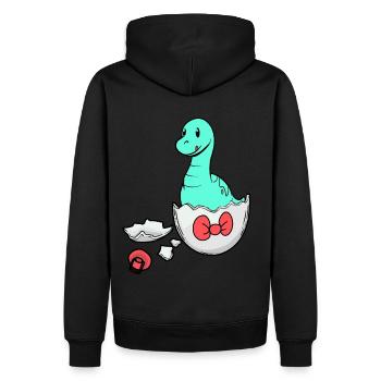 Dino Baby Birth Pregnancy Eggshell - Men’s Premium Organic Hoodie - black - Back - Nico (187cm)