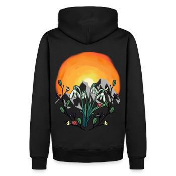 Sunshine Spring Snowdrops Alps - Men’s Premium Organic Hoodie - black - Back - Nico (187cm)