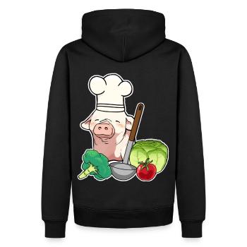 Cochon Porcelet Cochon Cochon Légume Cuisinier - Sweat à capuche Premium bio Homme - noir - Dos - Nico (187cm)