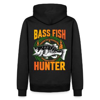 Chasseur de poissons d’achigan - Sweat à capuche Premium bio Homme - noir - Dos - Nico (187cm)