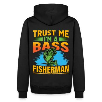 Glaub mir, ich bin ein Barschfischer - Männer Premium Bio Hoodie - Schwarz - Hinten - Nico (187cm)