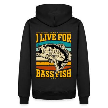 Je vis pour le Bass Fish - Sweat à capuche Premium bio Homme - noir - Dos - Nico (187cm)
