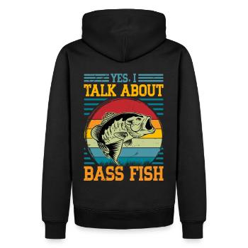 Oui, je parle de Bass Fish - Sweat à capuche Premium bio Homme - noir - Dos - Nico (187cm)
