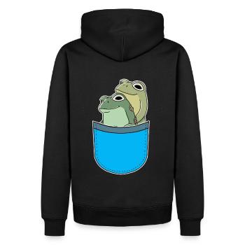 Poches : Grenouilles, Grenouille, Amphibien, Crapauds - Sweat à capuche Premium bio Homme - noir - Dos - Nico (187cm)