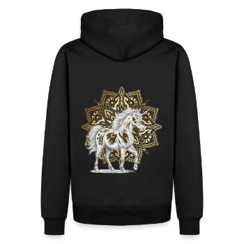 Mandala Licornes Licorne Cheval Chevaux Élégant - Sweat à capuche Premium bio Homme - noir - Dos - Nico (187cm)