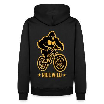 Gorilla Biker Mountain Biker E-Biker Drôles d’animaux - Sweat à capuche Premium bio Homme - noir - Dos - Nico (187cm)