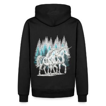 Einhörner Einhorn Fabeltiere Märchenfigur - Männer Premium Bio Hoodie - Schwarz - Hinten - Nico (187cm)