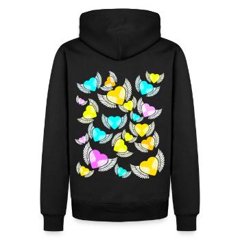 Wings, Hearts, Hearts, Love, Valentine, Valentine's Day - Men’s Premium Organic Hoodie - black - Back - Nico (187cm)