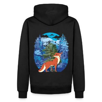 Forêt de renards - Sweat à capuche Premium bio Homme - noir - Dos - Nico (187cm)
