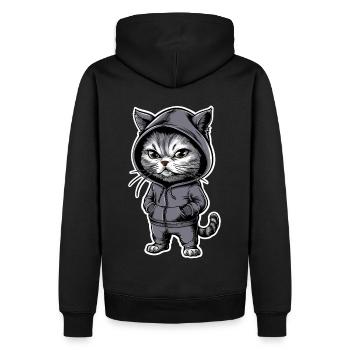 Chat en colère Chat Chat - Sweat à capuche Premium bio Homme - noir - Dos - Nico (187cm)