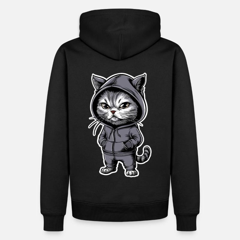 Chat en colère Chat Chat - Sweat à capuche Premium bio Homme - noir