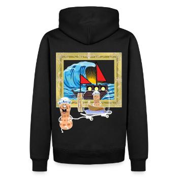 Erdnuss Schiff Seefahrt Seemänner Flaschenpost - Männer Premium Bio Hoodie - Schwarz - Hinten - Nico (187cm)