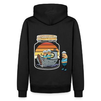 Erdnuss Seemänner Flaschenpost Schiff Boot Ahoi - Männer Premium Bio Hoodie - Schwarz - Hinten - Nico (187cm)