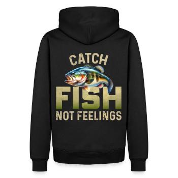 Fische fangen, nicht Gefühle - Männer Premium Bio Hoodie - Schwarz - Hinten - Nico (187cm)
