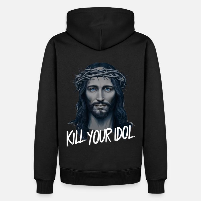 Jesus Kill Your Idol - Männer Premium Bio Hoodie - Schwarz