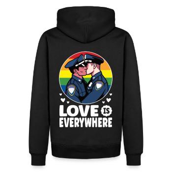 L’amour est partout : les flics gays - Sweat à capuche Premium bio Homme - noir - Dos - Nico (187cm)