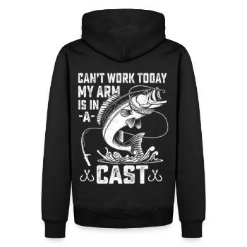 Can't work today my arm is in a cast - Men’s Premium Organic Hoodie - black - Back - Nico (187cm)