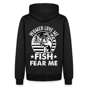 Frauen lieben mich Fische fürchten mich - Männer Premium Bio Hoodie - Schwarz - Hinten - Nico (187cm)