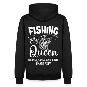 Fishing Queen Cassy frech und ein bisschen frech - Männer Premium Bio Hoodie - Schwarz - Hinten - Nico (187cm)