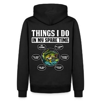 Dinge, die ich in meiner Freizeit mache: Bassfischen - Männer Premium Bio Hoodie - Schwarz - Hinten - Nico (187cm)