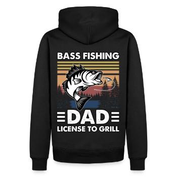 Bass Fishing Dad - Lizenz zum Grillen - Männer Premium Bio Hoodie - Schwarz - Hinten - Nico (187cm)