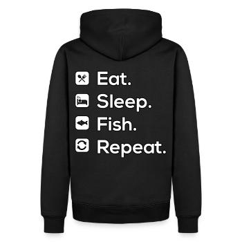 Mangez du poisson pour dormir - Sweat à capuche Premium bio Homme - noir - Dos - Nico (187cm)