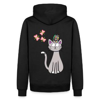 Hippie Chat Chats Hippies Enfants Enfant Chaton - Sweat à capuche Premium bio Homme - noir - Dos - Nico (187cm)