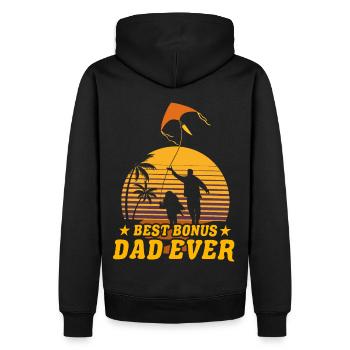 Bester Bonus-Papa aller Zeiten - Männer Premium Bio Hoodie - Schwarz - Hinten - Nico (187cm)