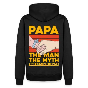 Papa, der Mann, der Mythos, der schlechte Einfluss - Männer Premium Bio Hoodie - Schwarz - Hinten - Nico (187cm)