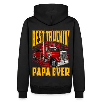 Bester Truckin Papa aller Zeiten - Männer Premium Bio Hoodie - Schwarz - Hinten - Nico (187cm)
