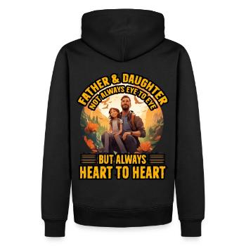 Vater und Tochter nicht immer auf Augenhöhe, aber immer - Männer Premium Bio Hoodie - Schwarz - Hinten - Nico (187cm)