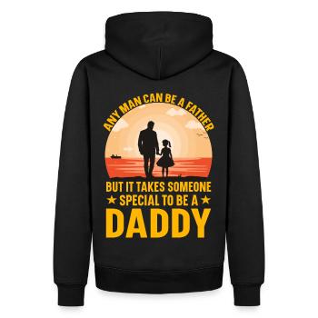 Jeder Mann kann Vater sein, aber es braucht jemanden - Männer Premium Bio Hoodie - Schwarz - Hinten - Nico (187cm)
